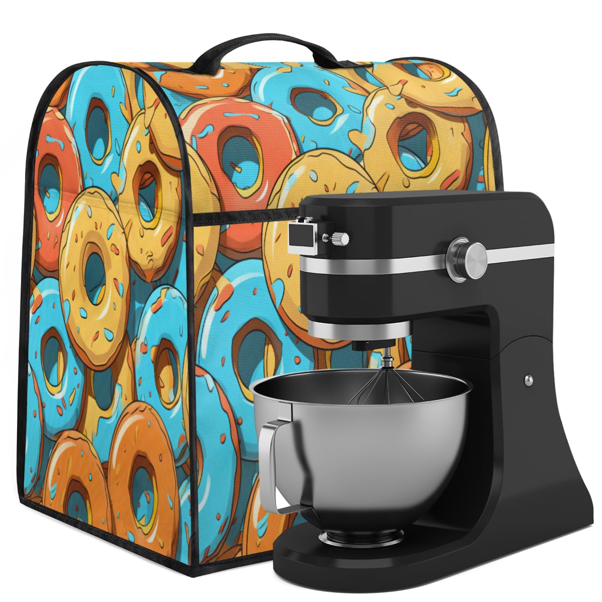Coffee Maker Cover Watercolor Donut Kitchen Appliance Covers Small Appliance Covers Blender Cover Juicer Cover Dust Covers for Kitchen Appliances with Top Handle and Pockets,Washable,C445