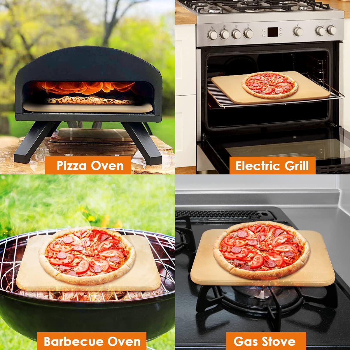Pizza Stone, 15''x 12'' Pizza Grilling Stone, Pizza Stone for Oven and Grill, Durable and Safe Baking Stone for Grill Personal Pizza, Ideal for Baking Crisp Crust Pizza, Bread, Cookies and More : Patio, Lawn & Garden