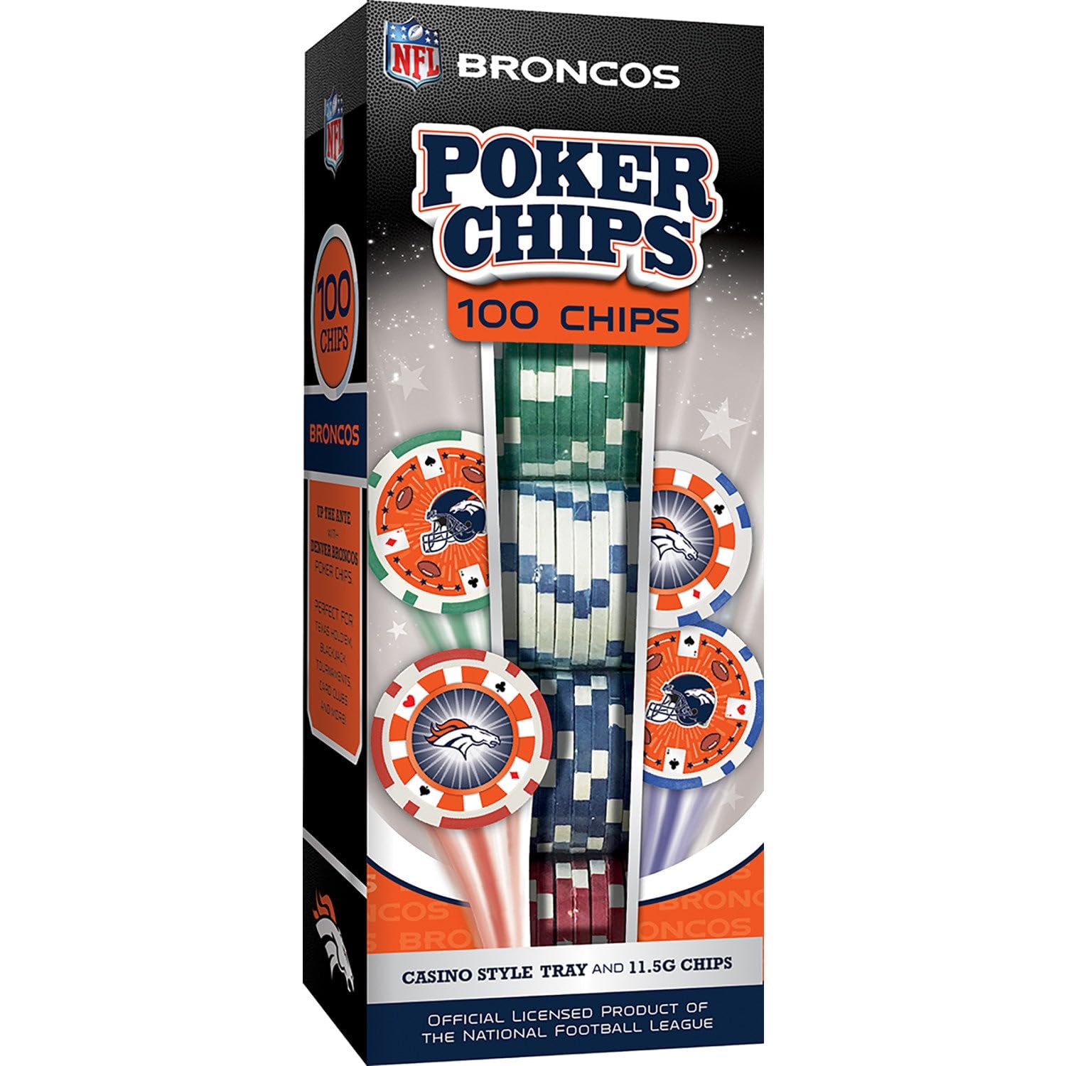 NFL Denver Broncos NFL 100-Piece Poker ChipsNFL 100-Piece Poker Chips, Denver Broncos, One Size