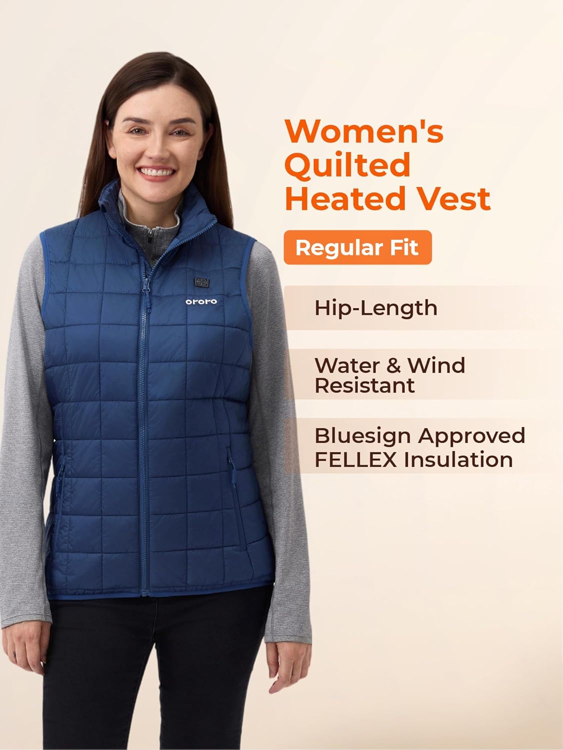 ORORO Women's Lightweight Quilted Heated Vest with USB-C Rechargeable Battery, Heated Quilted Vest - Image 5