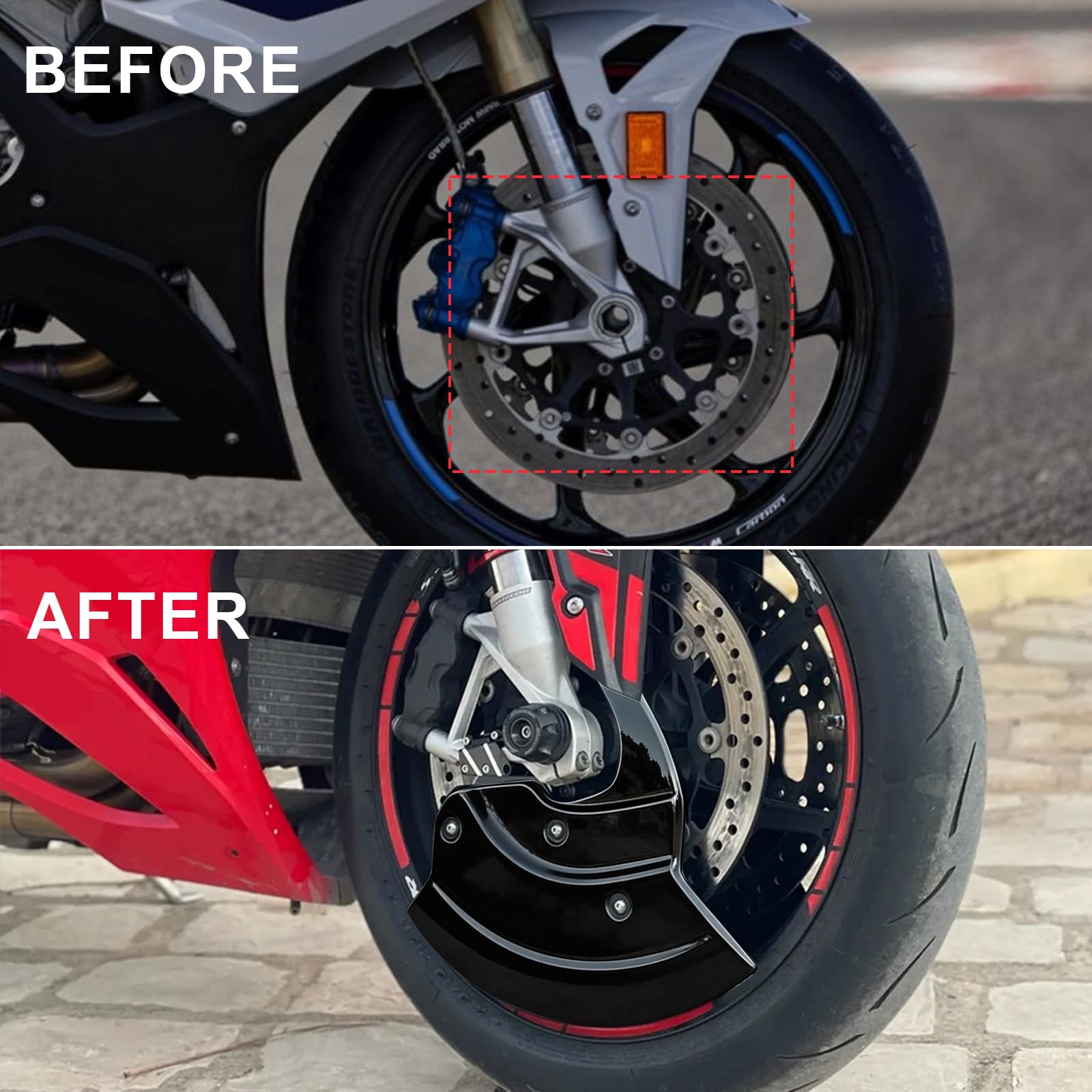 Osłona przedniego błotnika motocyklowego z włókna węglowego, kompatybilna z BMW S1000R S1000RR M1000RR S1000XR 2019-2025, ABS połysk tekstura węglowa (czarna)