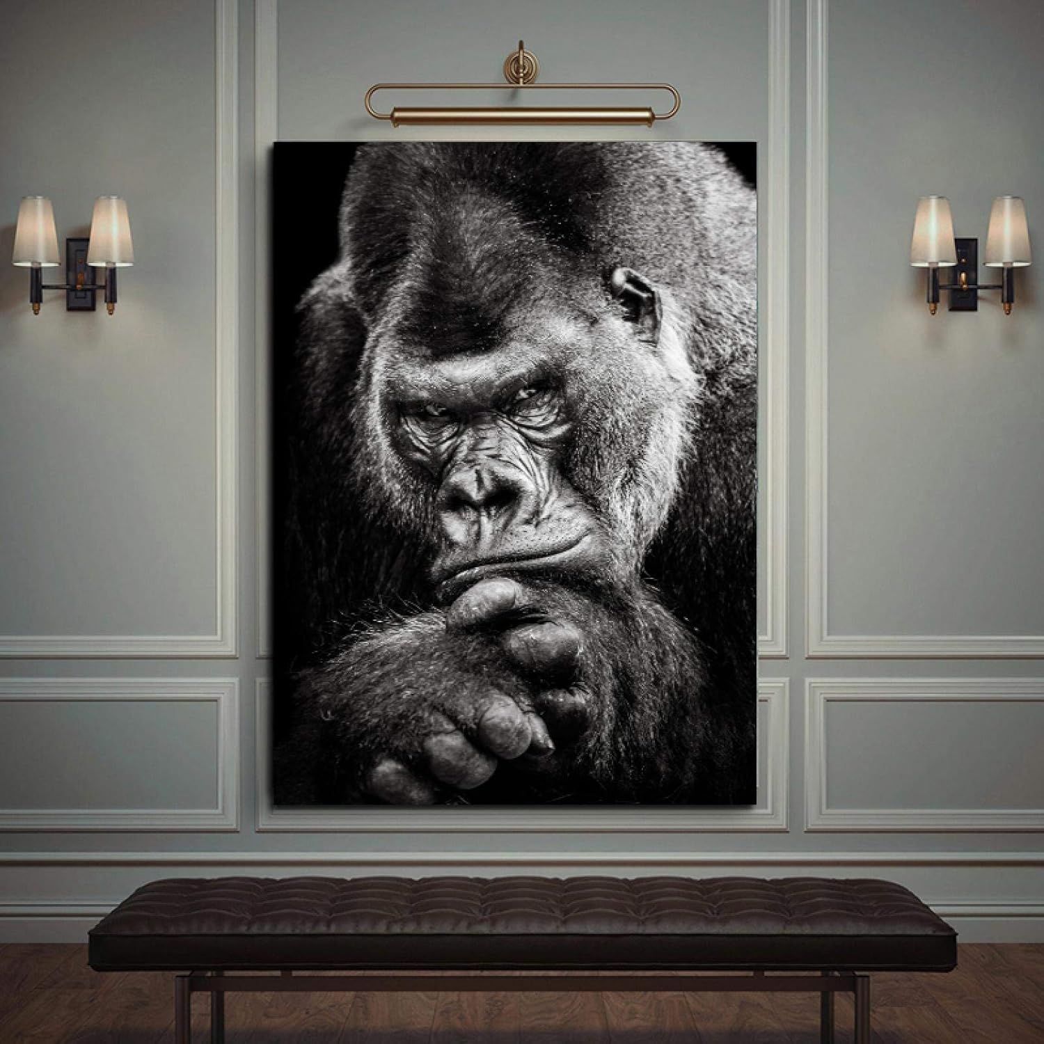 YBSOU Canvas Painting Poster Black Gorilla Nordic Animal Posters and Prints Wall Art Pictures for Living Room Home Decor-60x90cm No Frame: Posters & Prints