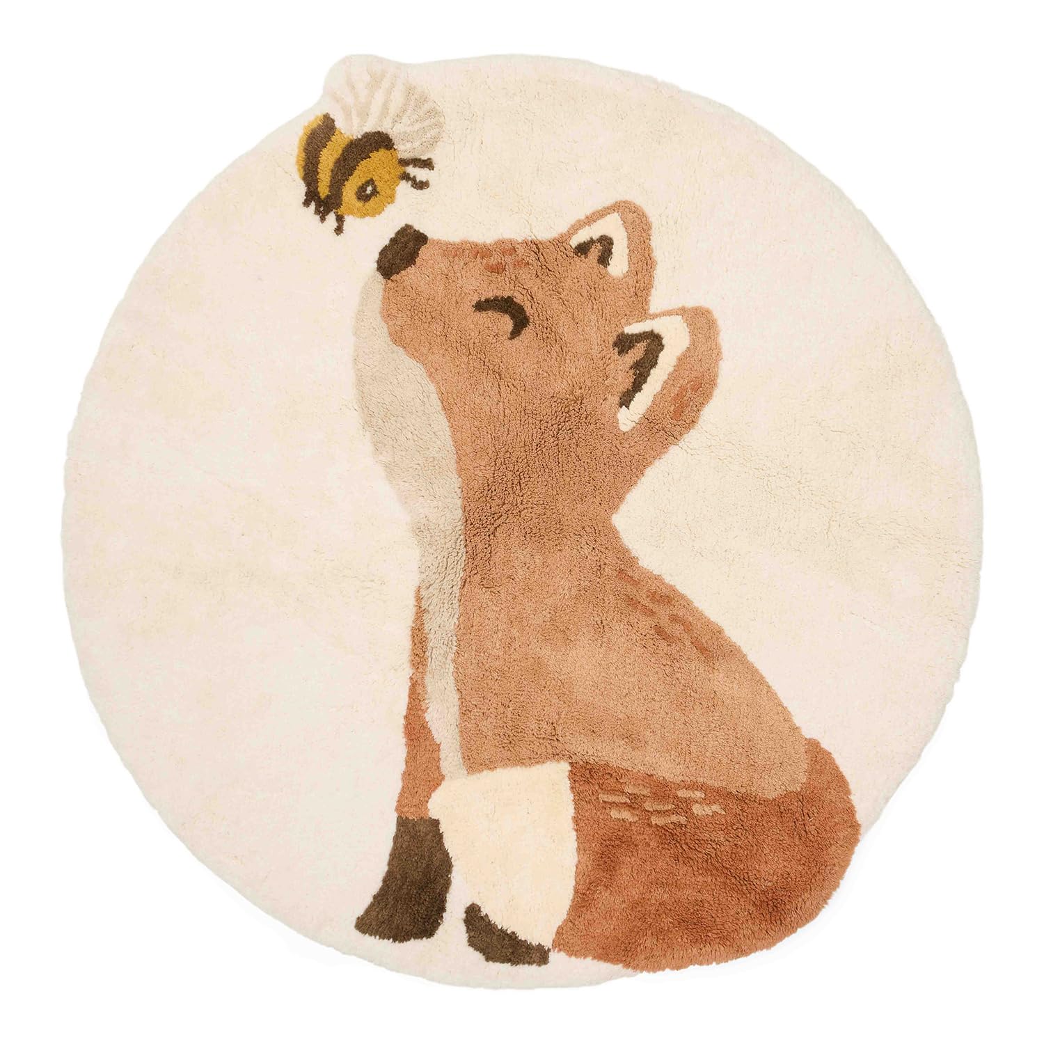 Little Dutch Teppich Kinderzimmer Kinderteppich Fuchs - Forest Friends beige (110x110 cm)