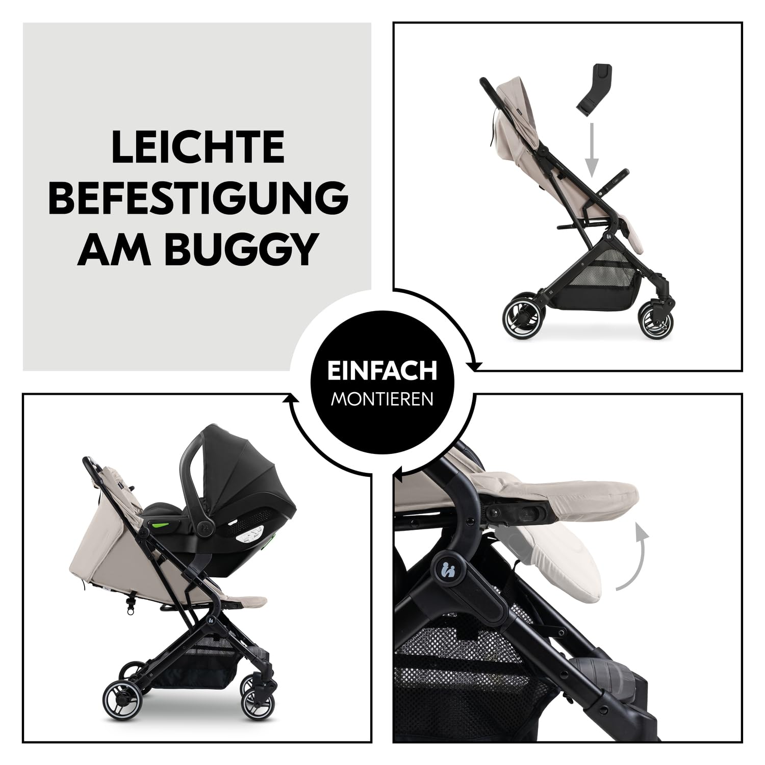 hauck Babyschalen Adapter kompatibel nur mit Travel N Care/Plus Kinderwagen | Geeignet für hauck Drive N Care + bestimmte Babysitze von Maxi-Cosi Joie Cybex Kinderkraft, hauck Kompatibilitätsliste prüfen