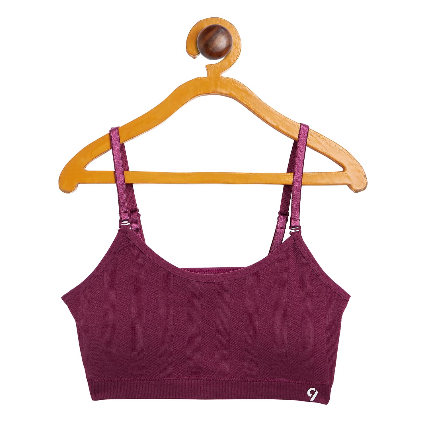 Full Coverage Padded Teen Rib Co-Ord Bra in Wine Color for Everyday Use-image-16
