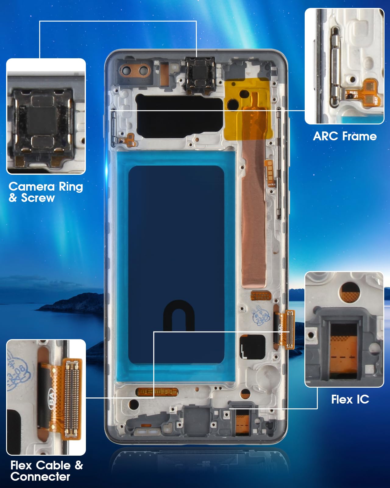 ARSSLY Pantalla LCD para Samsung Galaxy S10 Plus S10+ G975F G975U G975A 6,4"" LCD Pantalla Táctil Asamblea Reemplazo Pantalla de Cristal Digitalizador con Herramientas (Negro con Marco)