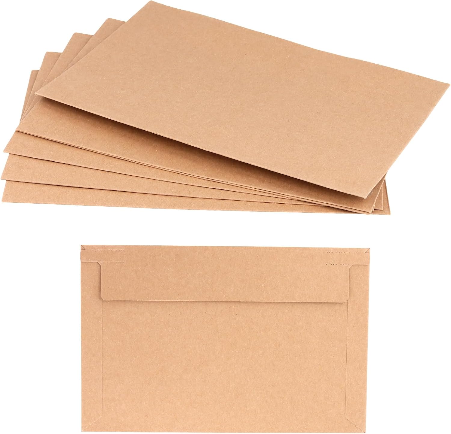 SINJEUN 200 PCS Brown Rigid Mailers, 9.8 x 6.4 Inches Self Seal Photo Document Mailer, Flat Kraft Cardboard Envelopes for Shipping CD, Photos, Document, Papers, Pictures