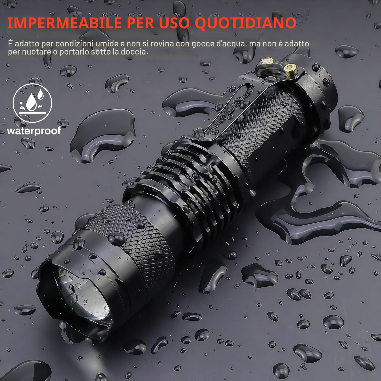 Torcia a LED Rossa Impermeabile Zoomabile 3 Modalità per Caccia Notturna