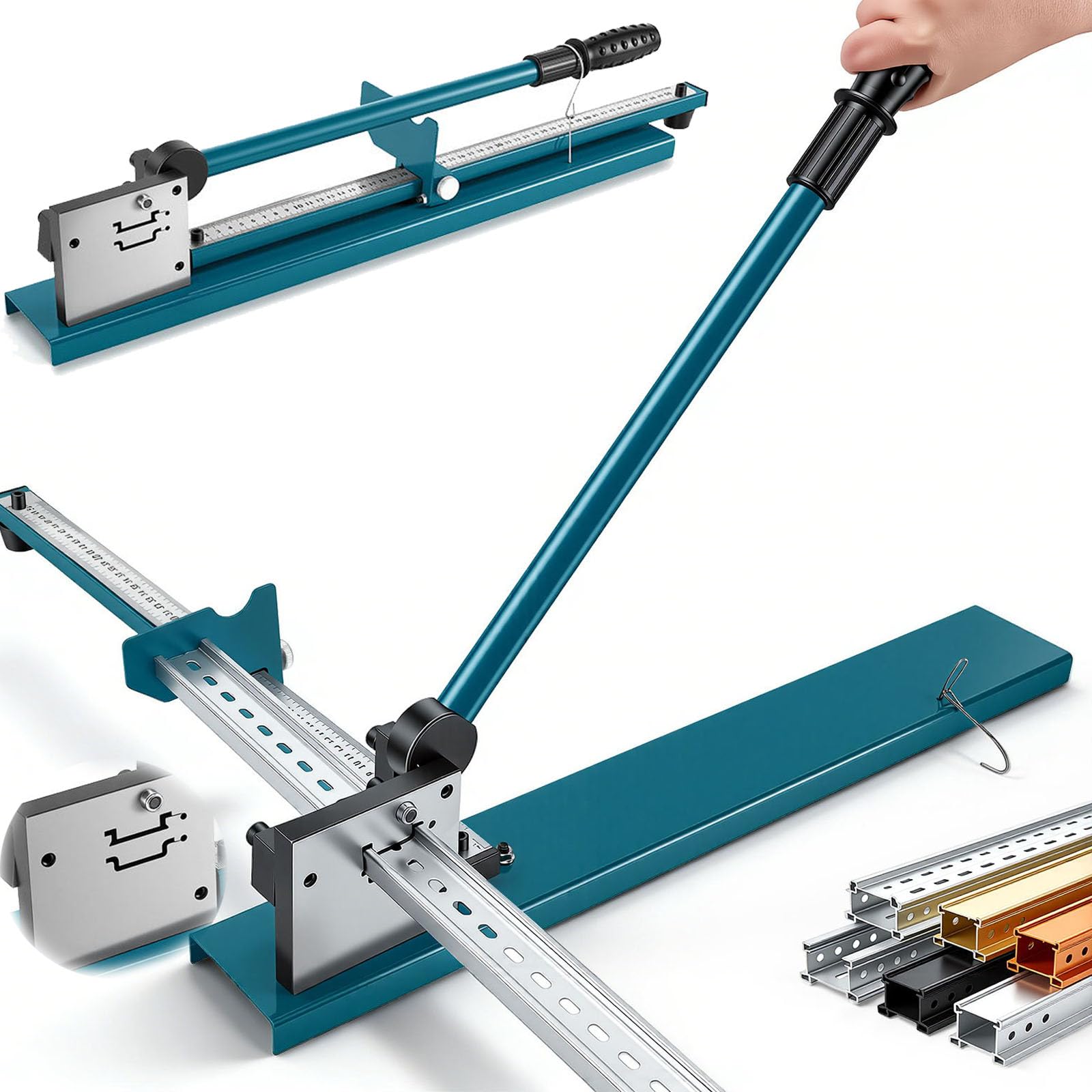 Taglierina Per Rotaie, Taglierina Guide Din A Doppia Scanalatura Utensile Manuale Il Taglio Guide Din Con Righello Misurazione Guide In Acciaio/Alluminio/Ferro 35Mm Strumento Taglio Piastre Canaline