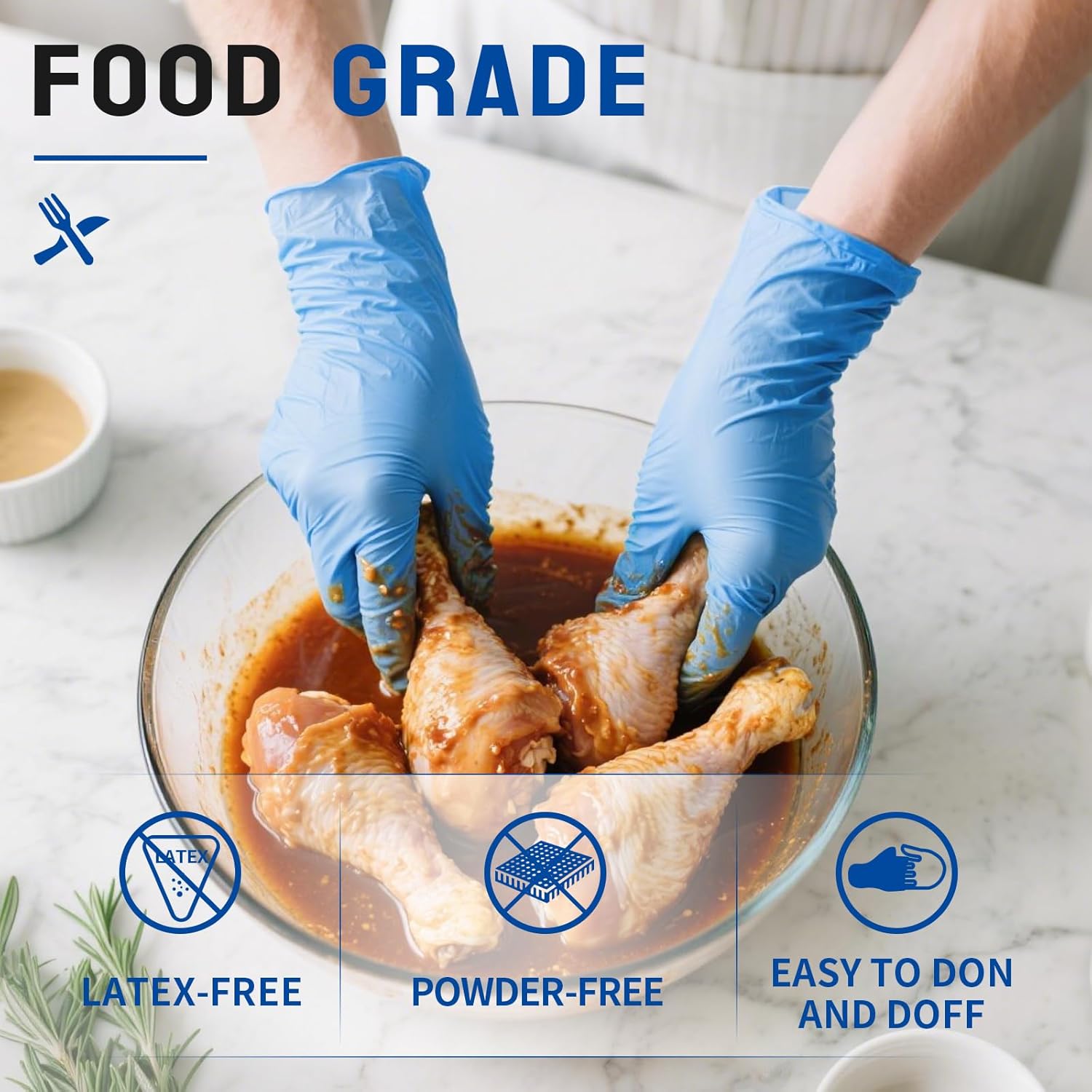 FINITEX Nitrile Disposable Medical Exam Gloves 4 mil Powder-free Latex-Free 100 PCS Examination Home Cleaning Food Gloves - Image 2