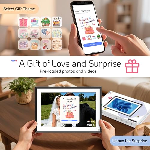 Miniatura 3 de NexFoto Marco de fotos digital de 10.1 pulgadas, 64 GB, pantalla táctil HD WiFi, marco de fotos electrónico, comparte fotosvideos a través de