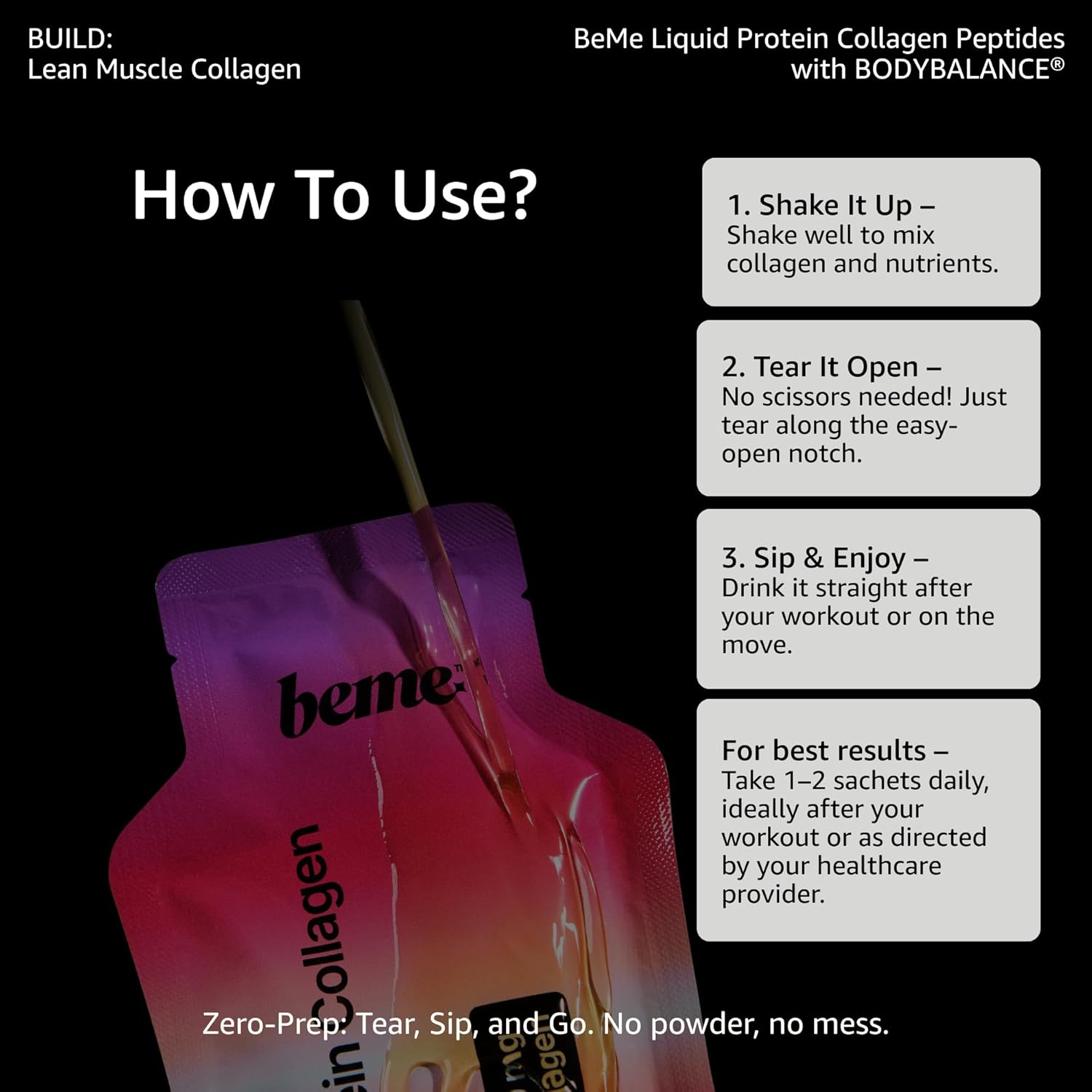 BeMe Liquid Protein Shots – BODYBALANCE Clinical Formula – 16.7g Collagen + 15g Whey-Free Protein – Easy Protein Shots for Muscle Support – Apple, 15 Sachets - Image 9