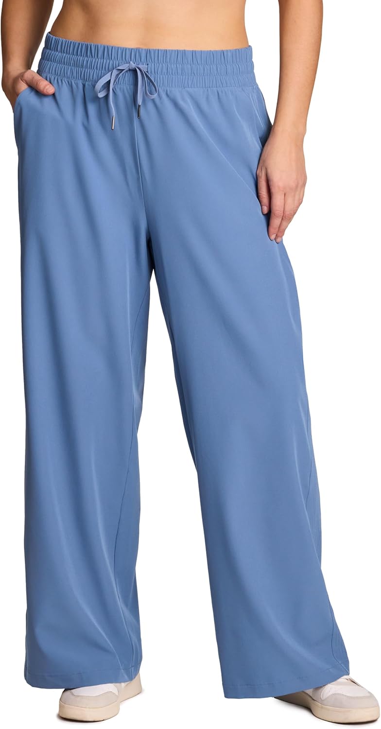 RBX Active Women's Plus Size Wide Leg Pant, Lightweight Relaxed Fit Quick Dry Weekend Pant with Pockets