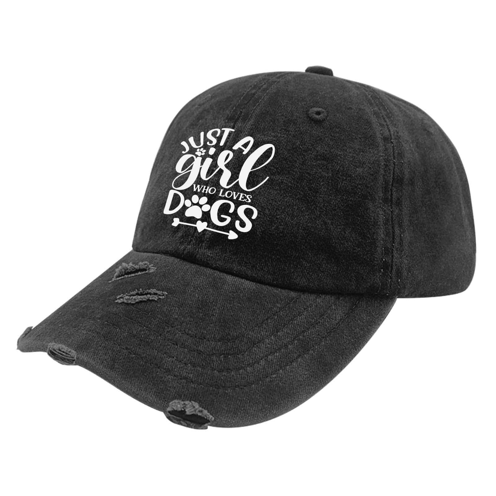 JUST A Girl WHO Loves Dogs Hats for Men Washed Distressed Baseball Cap Aesthetic Washed Running Hat Adjustable