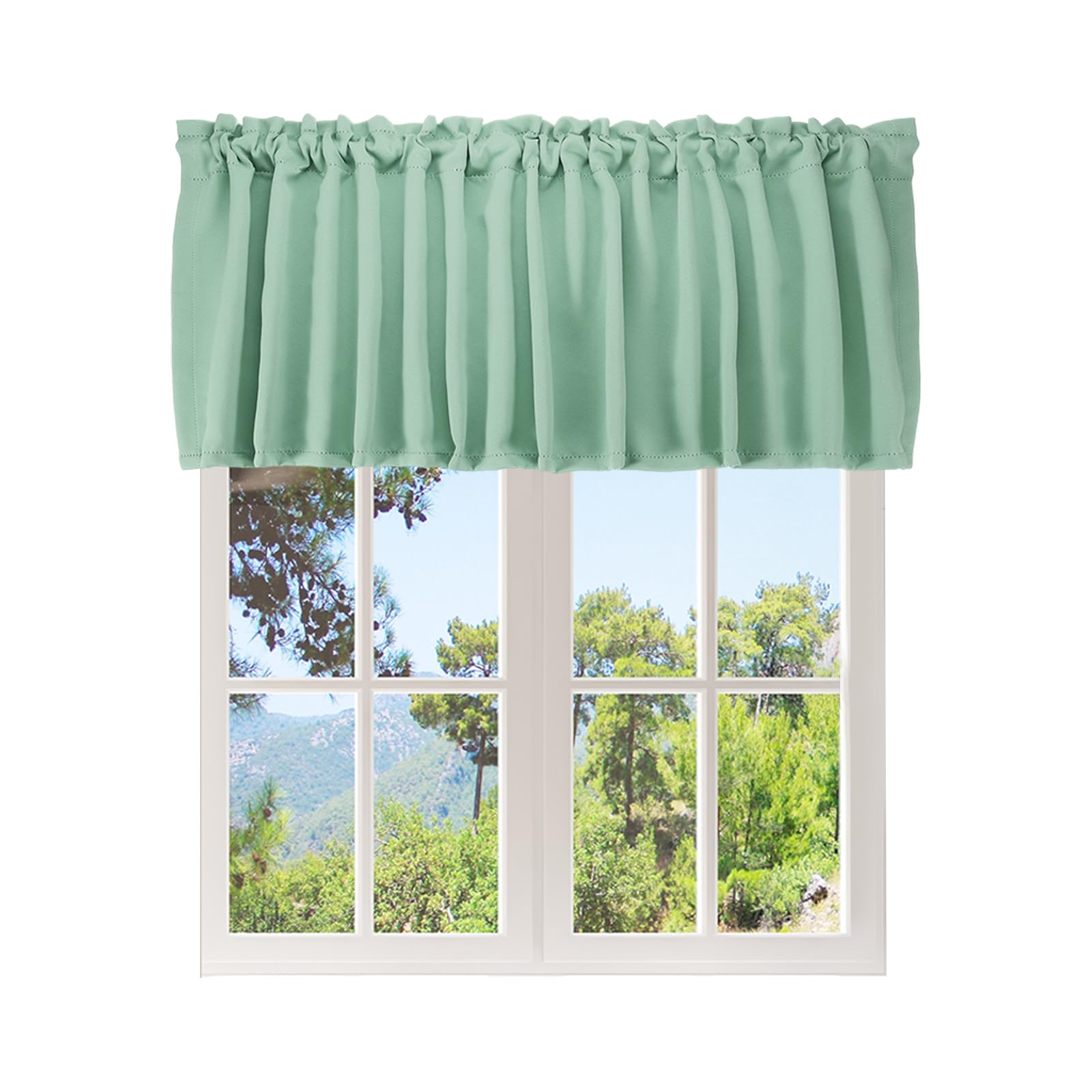 sourcing map Window Valance, 52 x 18 Inch Valance Curtains Small Short Light Filtering Sheer for Windows Bedroom Bathroom Living Room Kitchen, Green