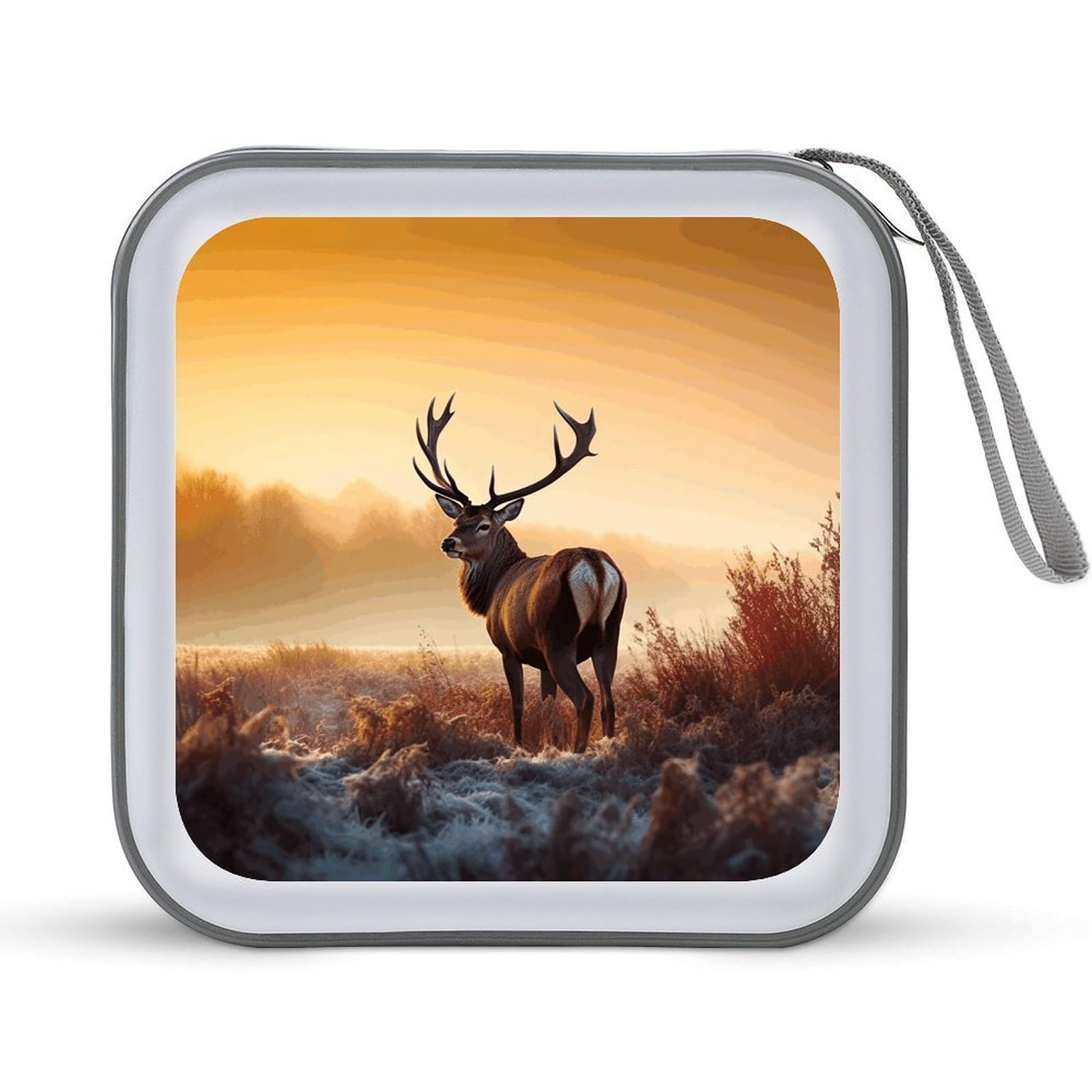 VstaDank Landscape Deer DVD Case With Zipper Portable CD Case Hardshell DVD VCD Binder Storage Box EVA Protective Blu-ray Wallet 40 Capacity CD Wallet Movie Music Media Disc Wallets