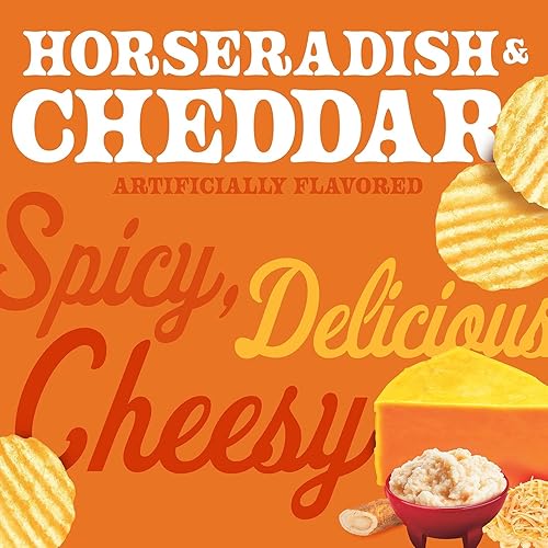 Miniatura 3 de Herr's Papas fritas, sabor rábano picante y queso cheddar, aperitivos sin gluten, bolsa de 6 onzas (6 unidades)