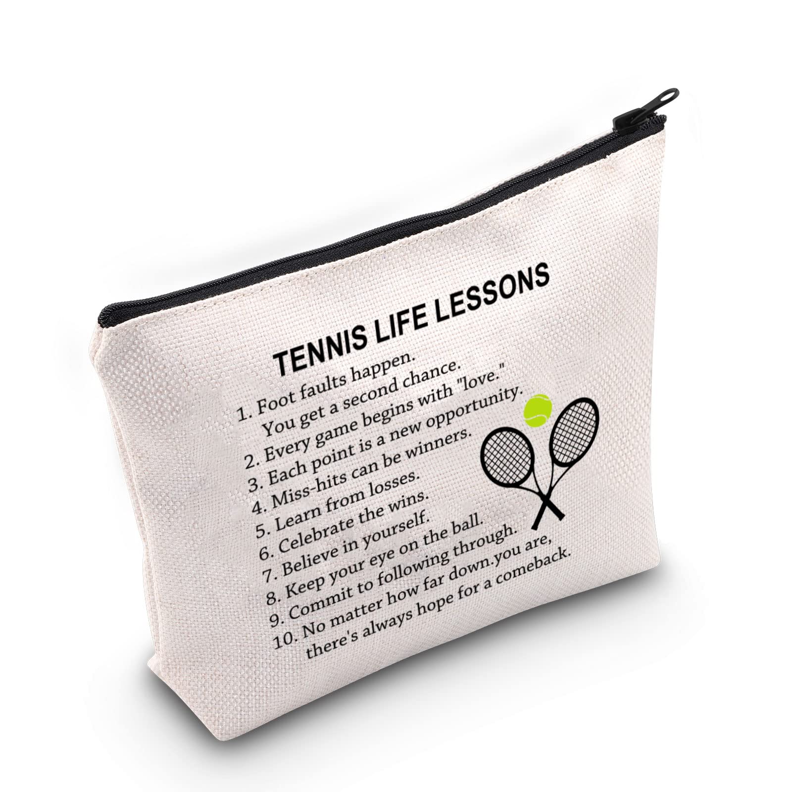 G2TUP Tennis Gift Tennis Life Lesson Makeup Bag Tennis Player Cosmetic Bag Tennis Lover Gift Tennis Team Gift Zipper Travel Pouch (Tennis Life Lesson
