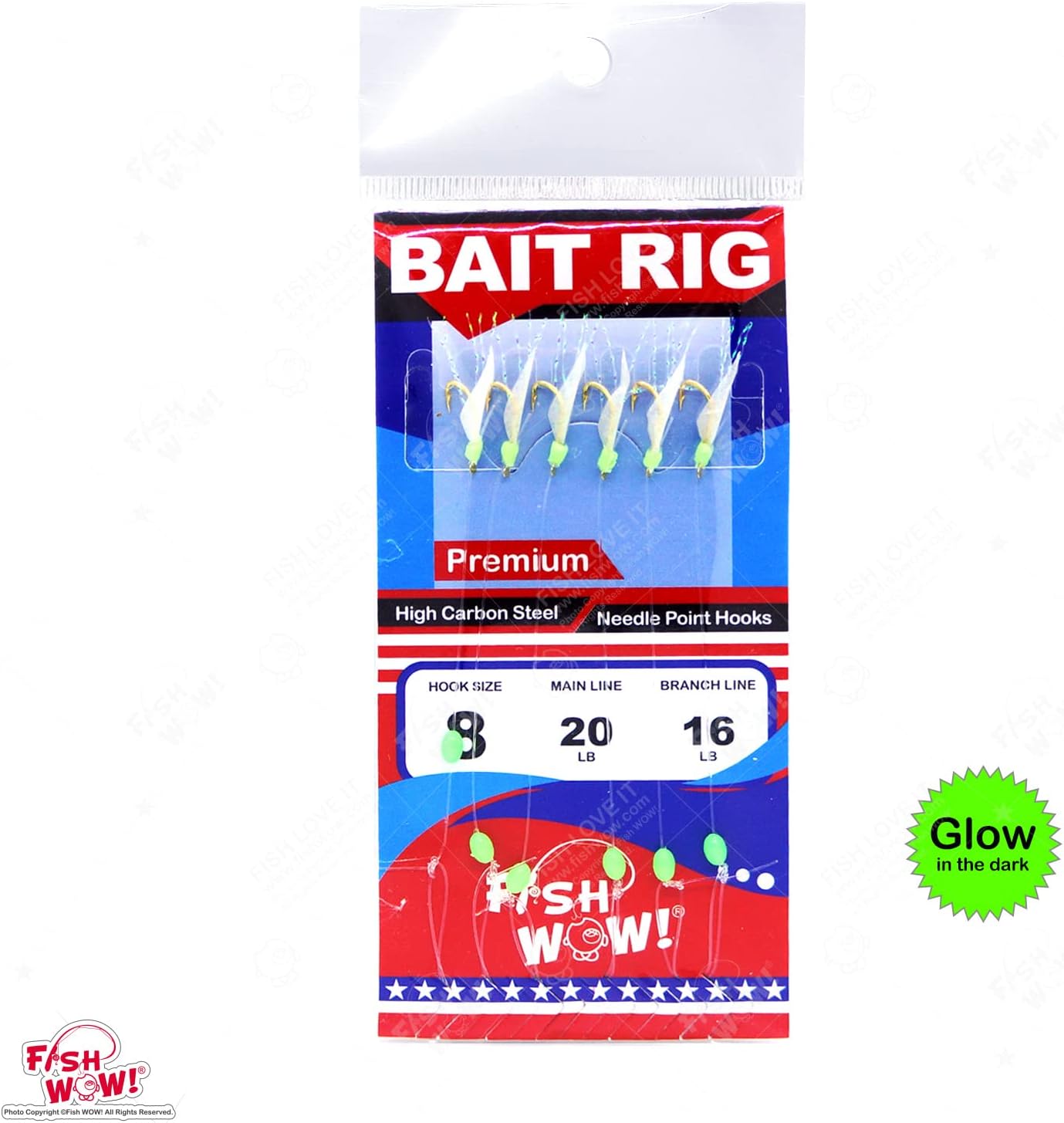 Size 8 Fishing Premium Bait Rig Lure - 20 Packs