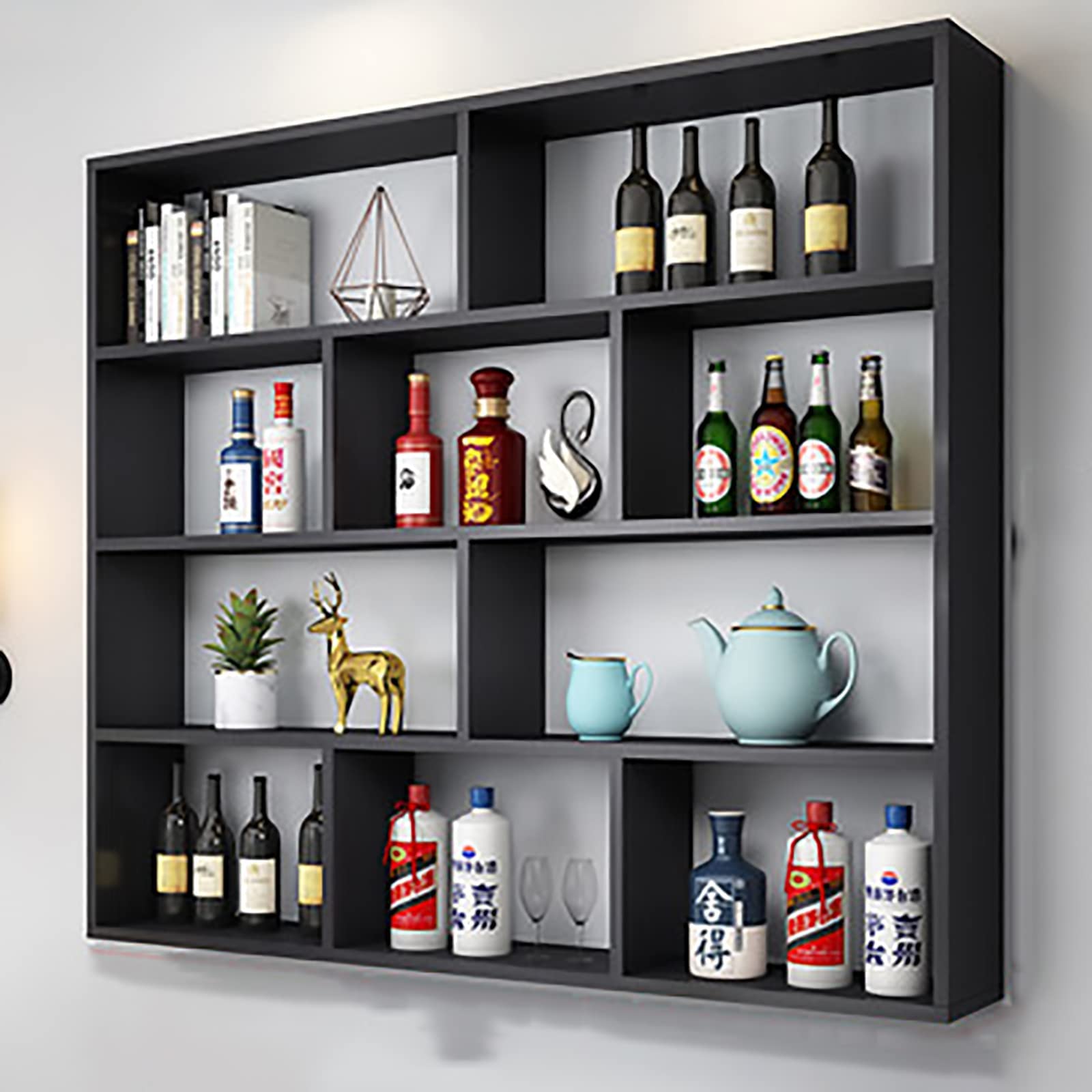 Amazon｜ワインラック壁掛け棚シャンパンスタンド収納木製4段棚ラック