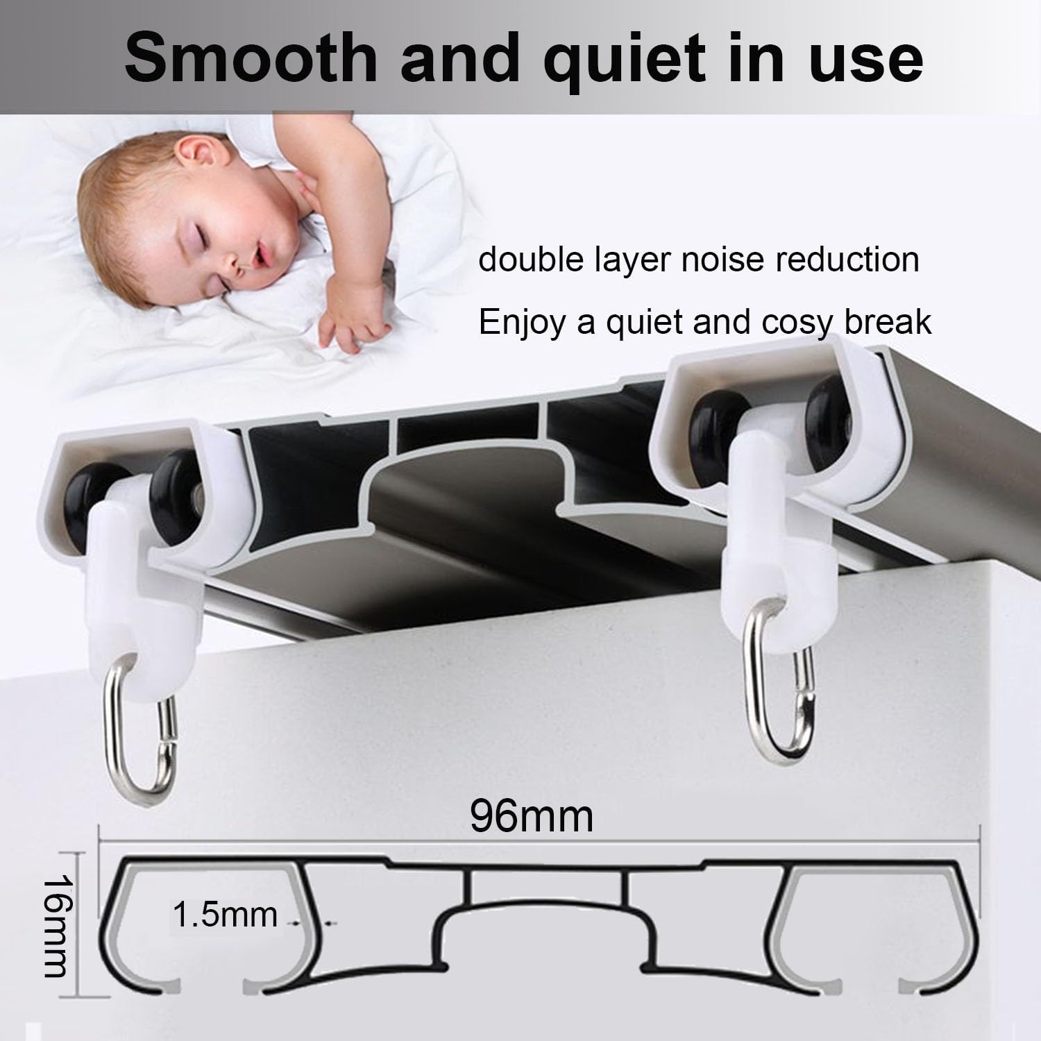 Heavy Du Aluminiowy zestaw gąsienic – 1,8 m, montowany na suficie, podwójne szyny 4 m, do salonu i sypialni, ścianka działowa - szampański h (330 cm / 10.8ft)