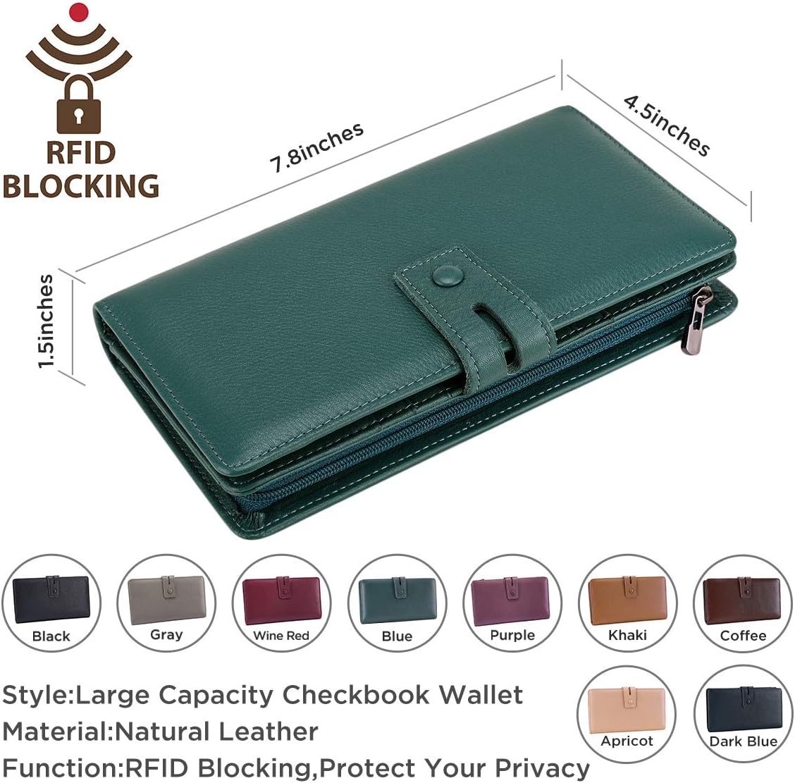 Itslife Womens Wallet,Large Capacity RFID Blocking Leather Wallets Credit Cards Organizer Ladies Wallet with Checkbook Holder - Image 2