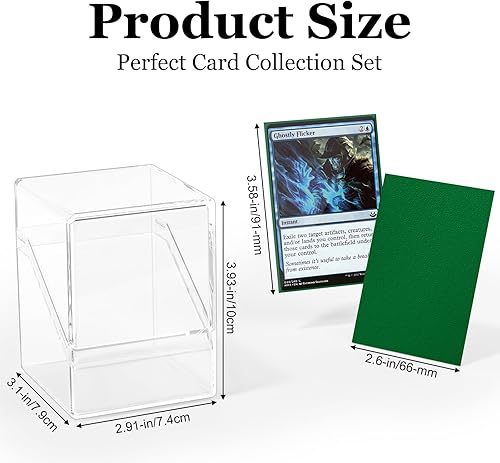 Miniatura 8 de Caja de cartas Commander transparente con 100 fundas para tarjetas, caja de almacenamiento de tamaño estándar para MTG, tarjetas de intercambio,