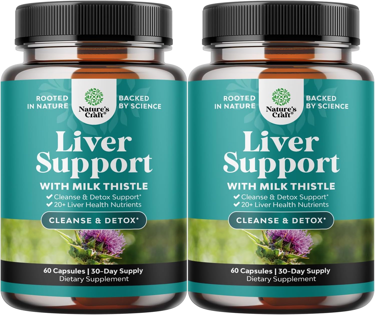 Liver Cleanse Detox & Repair - Herbal Liver Support Milk Thistle Supplement - Silymarin Milk Thistle Supplements with Dandelion Root, Choline, Beetroot & Artichoke Extract - 60 Count (Pack of 2)