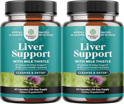 Natures Craft Paquete de 2 Limpieza Desintoxicación y Reparación del Hígado - Suplemento Herbal de Apoyo Hepático de Cardo Mariano - Suplementos de