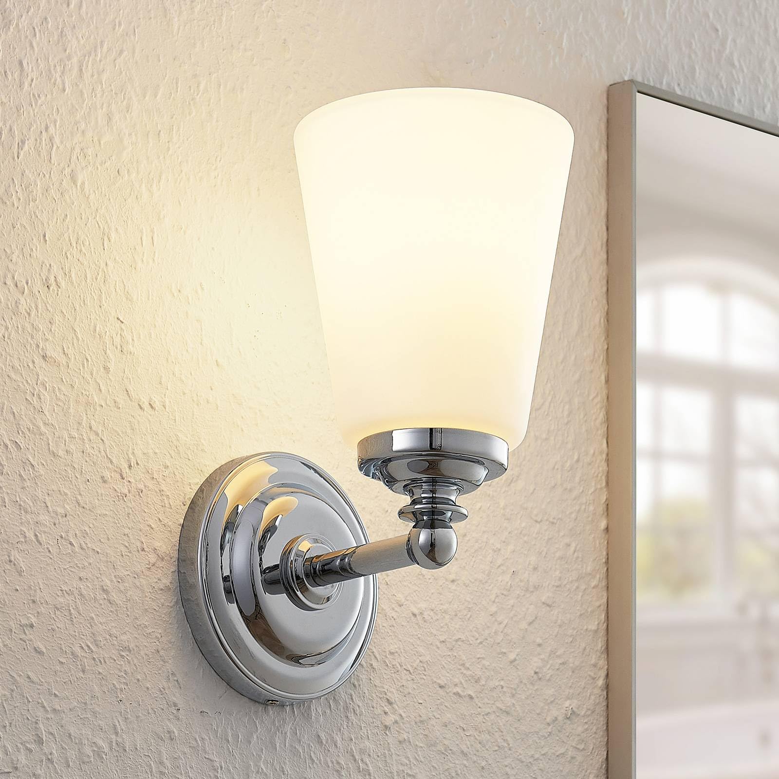 Arcchio Applique Murale Mahdi à intensité variable Argent Verre Salle de bain E14 Luminaire WC