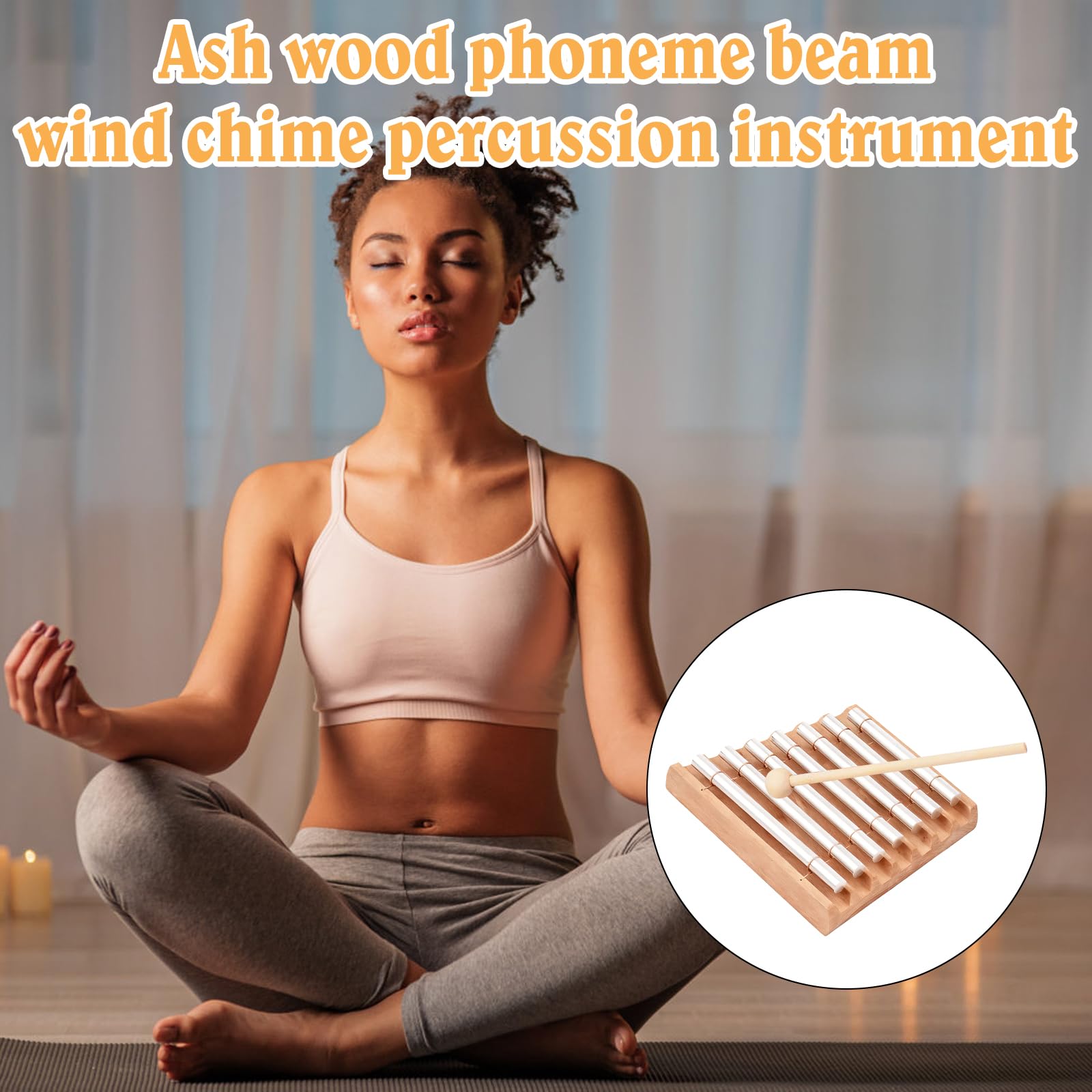 Energy Chimes, Energy - Varilla sonora de 7 tonos, barra de sonido Energy Chime con mazo de madera, timbre energético, instrumento de percusión para educación musical temprana y meditación de yoga