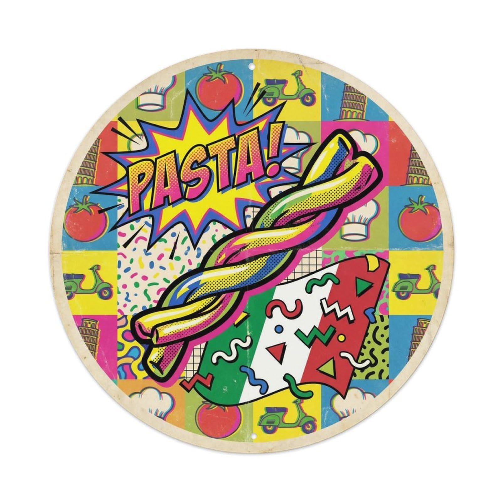 Pasta Heritage Memphis Pop Italian Cuisine Metal Tin Sign