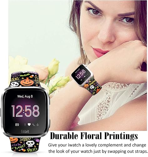 Miniatura 6 de Correas deportivas de silicona florales compatibles con Fitbit VersaVersa 2Versa Versa SE para mujeres, hombres y niñas, correa de silicona suave
