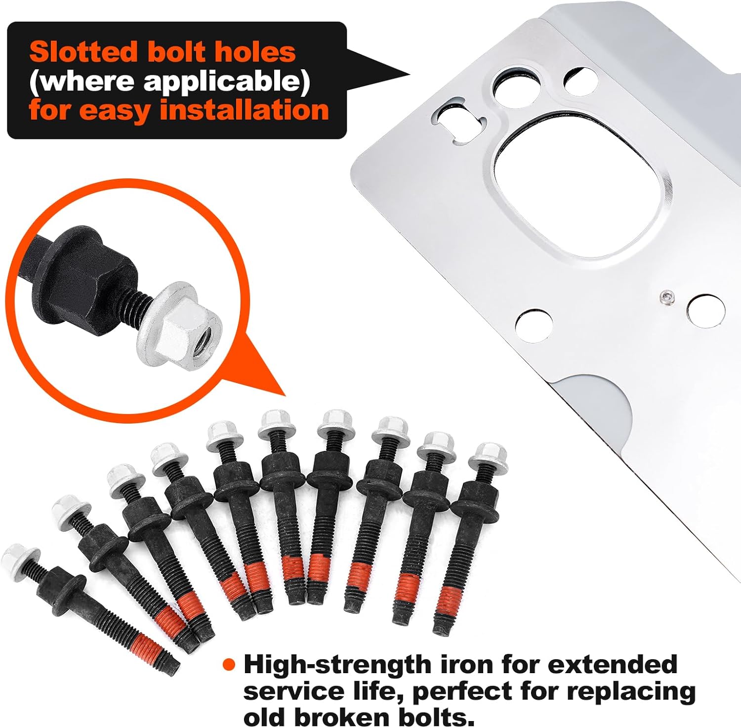 5.7 Exhaust Manifold Gasket Kit with Studs Bolts Nuts Compatible with Ram 1500 2500, Dodge Charger, Challenger, Jeep, 300C 2009-2020 V8 Engines Replace# MS97083 03309 (Left & Right)
