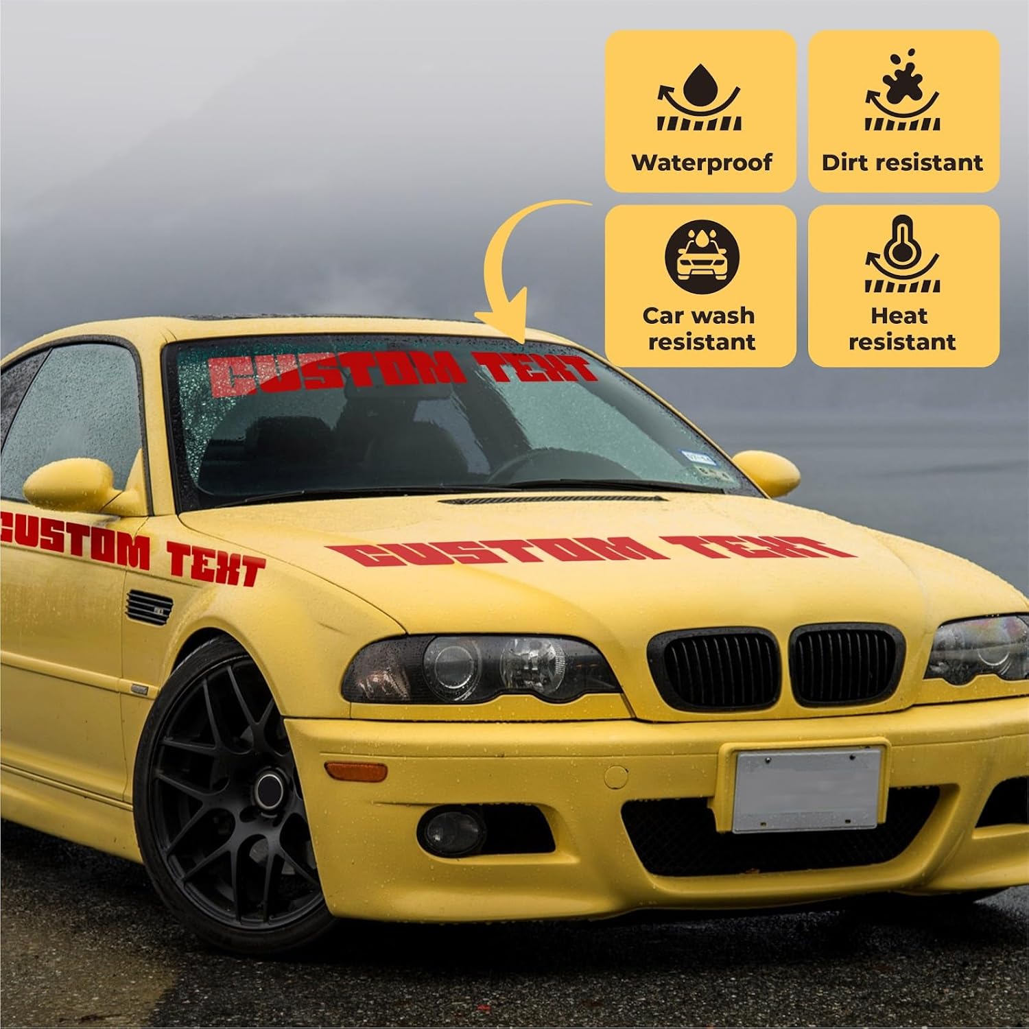 Custom Windshield Decal - Custom Decals for Cars, Truck, Window Lettering - UV Resistant Window Decals for Vehicles - Custom Car Decal Text Banner - Custom Windshield Sticker, Car Truck, SUV - Image 4