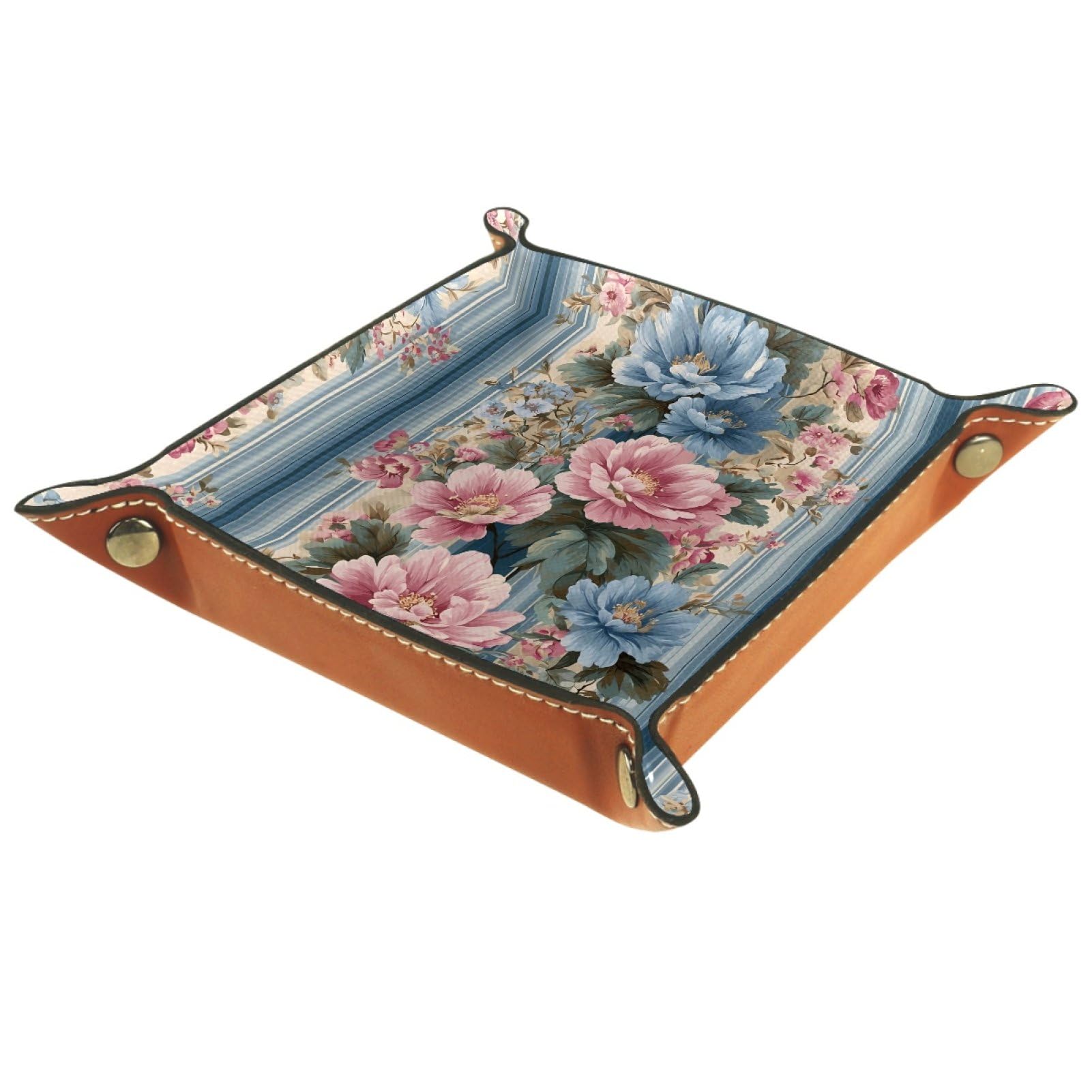 VAPOKF Flower Dice Trays Quadrilateral Dice Folding Tray Microfiber Leather Holder for Table Games RPG DND, 20.5 × 20.5 cm
