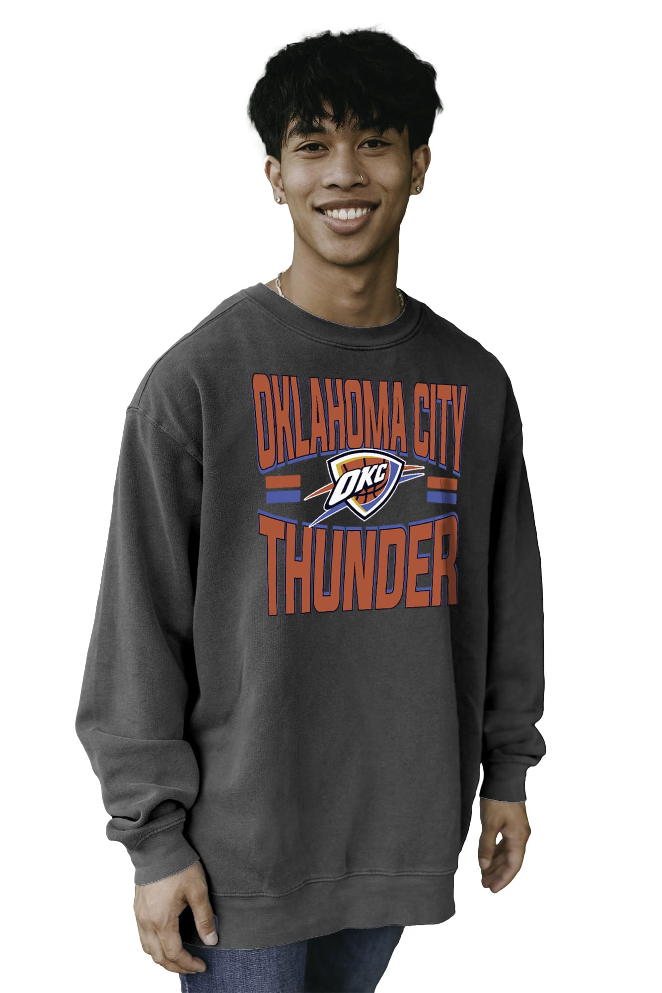 Blue 84 NBA unisex-adult Nba Officially Licensed Crewneck Sweatshirt Ringspun Bold Black