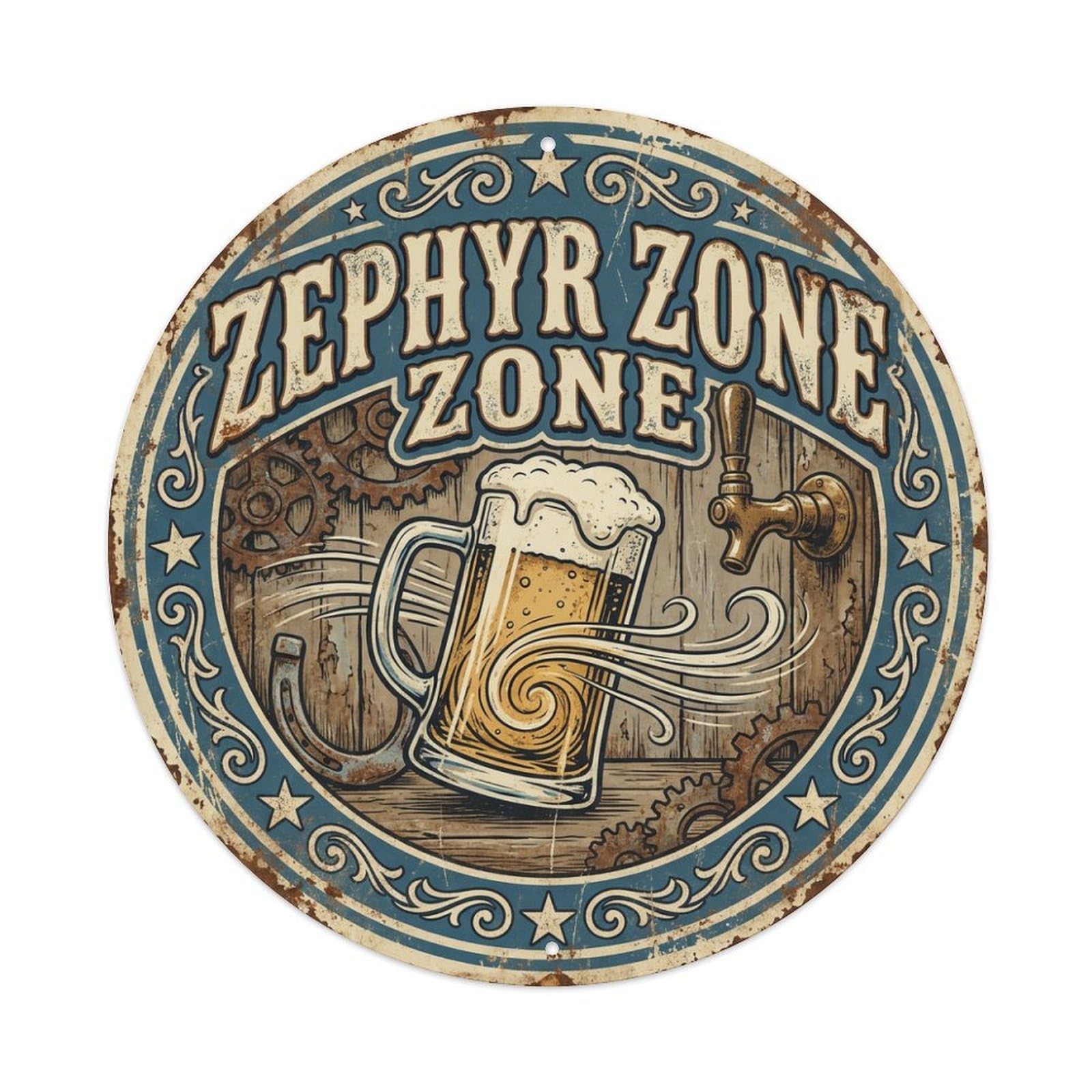 Vintage Beer Western Cowboy Zephyr Zone Retro Bar for Pub Metal Tin Sign