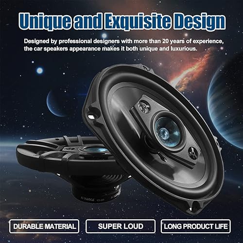 Miniatura 4 de H YANKA Altavoces de coche, estéreo de rango completo de 500 W máx. Altavoces coaxiales de 4 vías para automóvil, altavoz profesional para