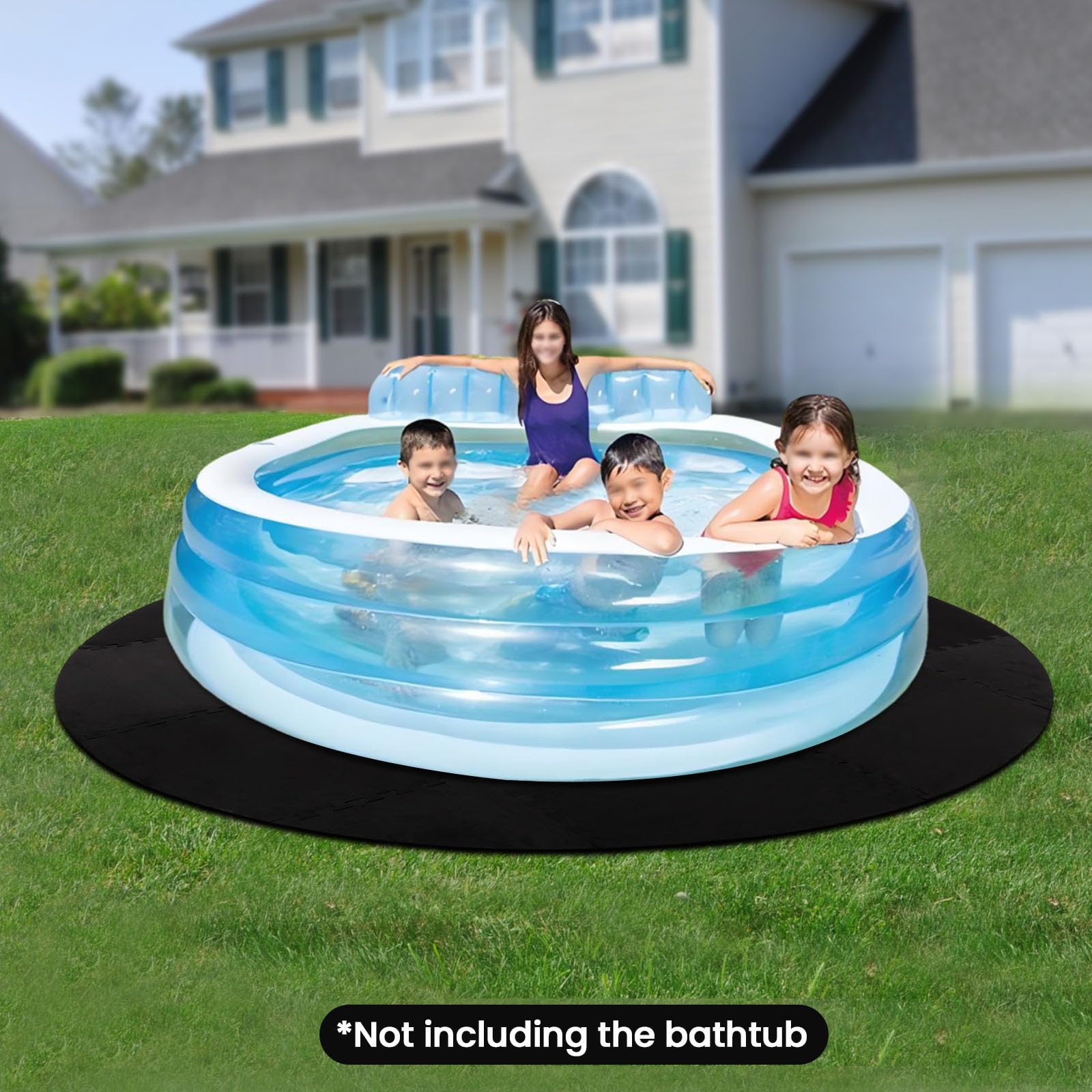 Alfombrilla antideslizante para bañera de hidromasaje EVA, 196 x 196 cm (77,17 pulgadas), para piscina, bañera y ducha, impermeable, aislante térmico, fácil de limpiar, color negro