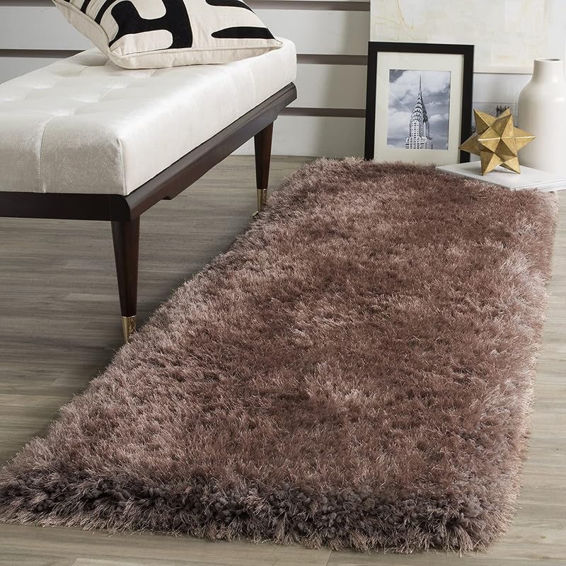 Image of Shaggy Runners for Living Room, 2x5 ft, Brown