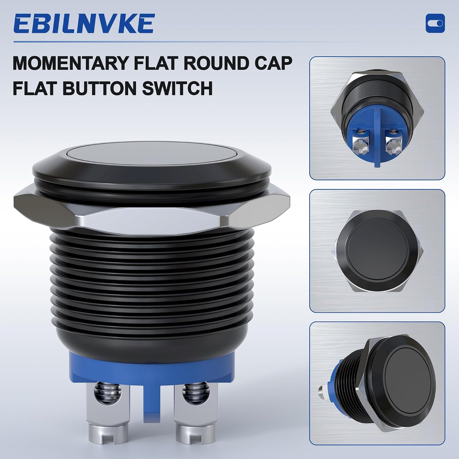 19mm Momentary Push Button Switch 5A 250V AC 1NO SPST Pack of 2