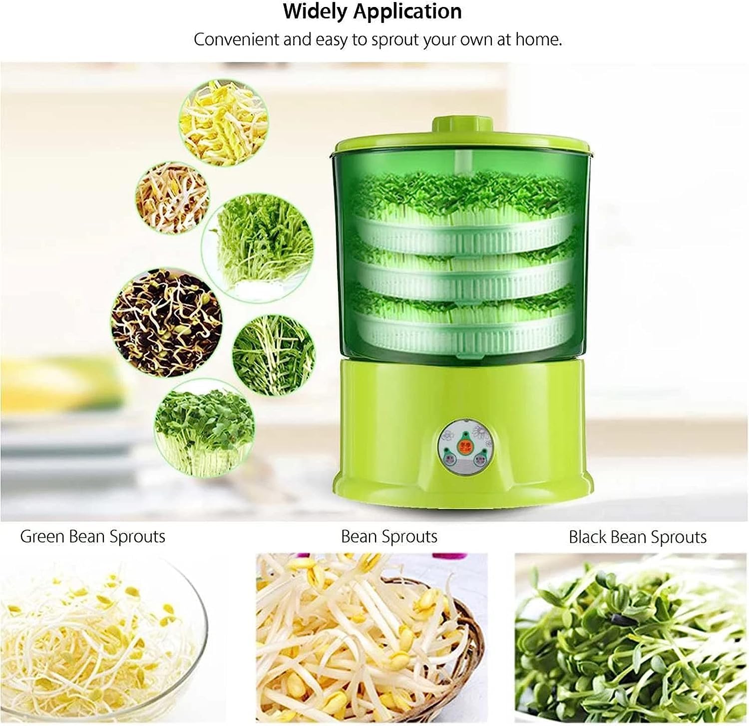 Automatische Keimmaschine, Sojasprossen-Anbaumaschine, mit LED-Anzeige und Druckplatte, automatische 360-Grad-Bewässerung, zur Herstellung von Sojasprossen, Natto, Reiswein usw
