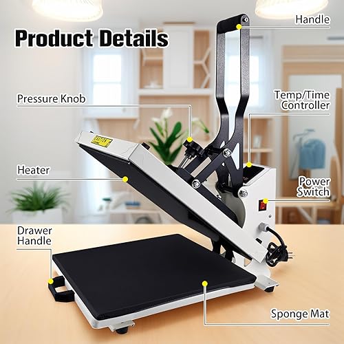 Miniatura 4 de ColorSub Máquina de prensa de calor para camiseta de 15 x 15, máquina de prensa de calor de calidad industrial digital Máquina de prensa de