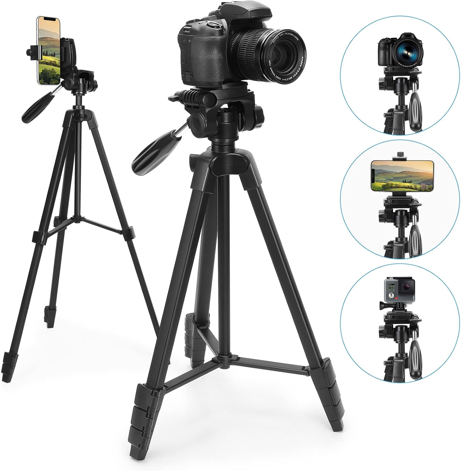 Camera Tripod, 54" Lightweight iPhone Tripod with Remote