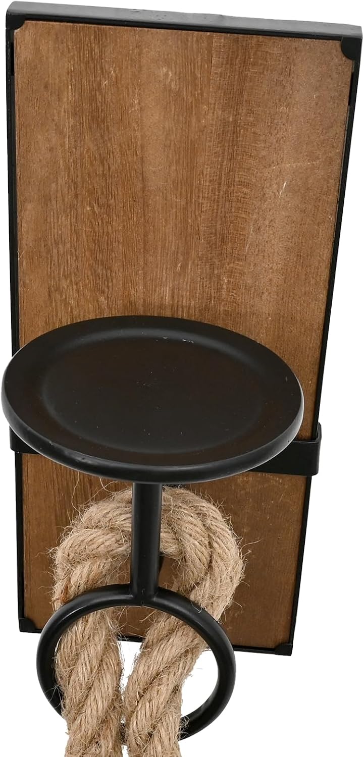 SwallowLiving Farmhouse Wall Decor Candle Sconces, Rustic Wood Candle Holder Set of 2, Wall-Mount Metal Candle Holders for Bedroom Living Room Home Hanging Wall Art Decorations