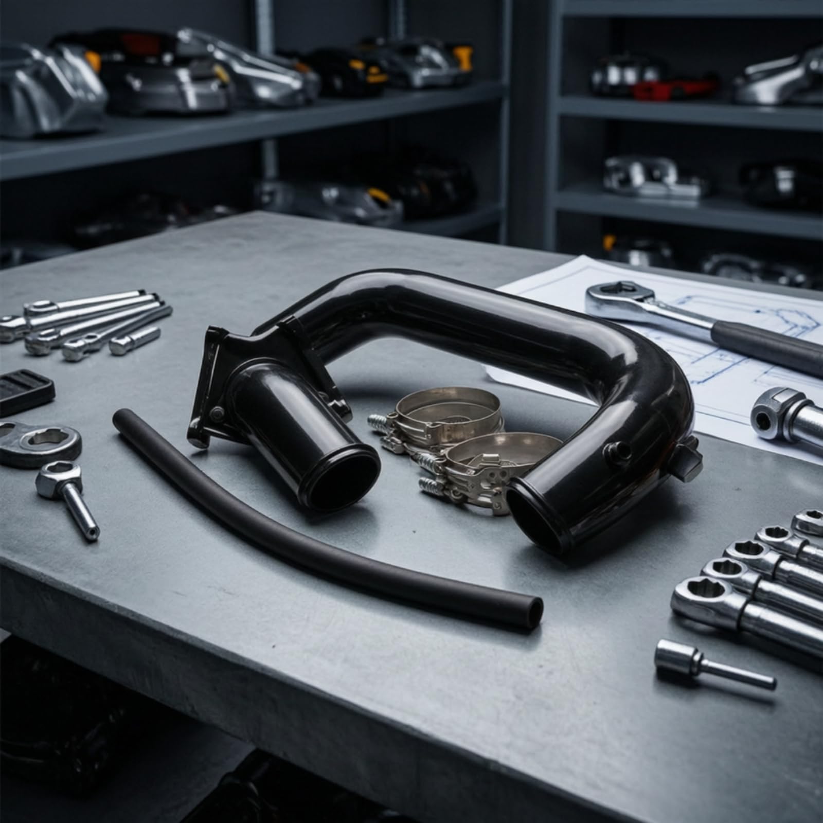 predolo Kit Tubo Aspirazione Aspirazione Nera Tubo di con Fascette Alta Efficienza per Elaborazione Auto