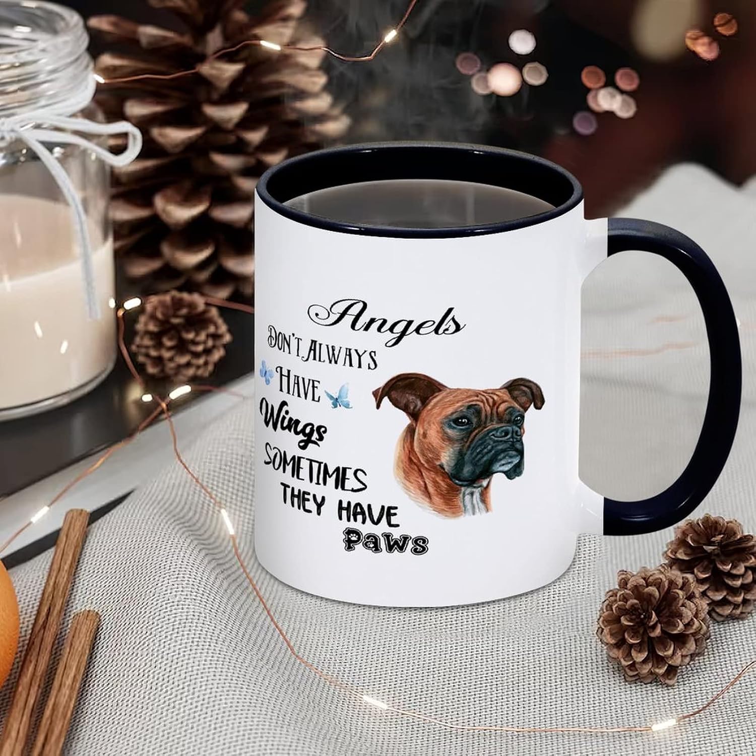 Angels Don't Always Have Wings Sometimes They Have Paws Funny Coffee Mugs Boxer Coffee Mug Ceramic Mug Tea Cup Mug With Large C Handle Gift for Friend Teacher Mother Father, 11 Oz image 4