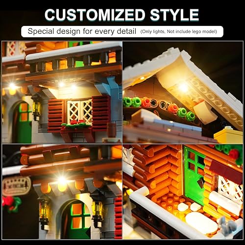 Miniatura 3 de Kit de iluminación LED para Lego Icons Alpine Lodge, luz LED compatible con modelos de bloques de construcción Lego 10325 (versión musical)