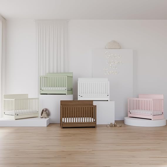 Graco Sasha 5-in-1 Convertible Crib with Drawer GREENGUARD Gold Certified Wood Crib, Converts to Toddler Bed, Daybed, Full-Size Bed, Stylish Classic Design (White)